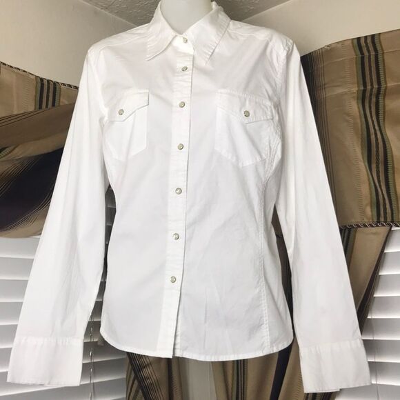 Classic Button-Up by Faded Glory Stretch Blood Size 14 - Picture 2 of 15